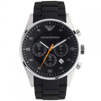 Emporio Armani Mens Black Rubber & Steel Chronograph Watch AR5858-0