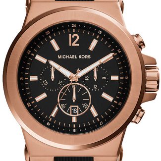 Michael Kors Mens Dyaln Black & Rose Gold Watch MK8184