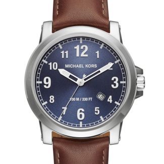 Michael Kors Mens Paxton Brown Leather Watch MK8501