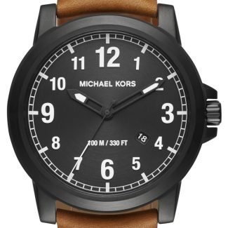 Michael Kors Mens Paxton Brown Leather Watch MK8502