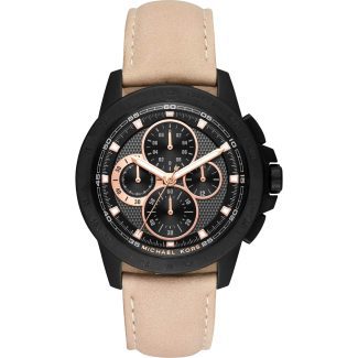 Michael Kors Mens Cream Leather Ryker Watch MK8520