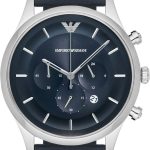 Emporio Armani Mens Blue Leather Chronograph Watch AR11018-0