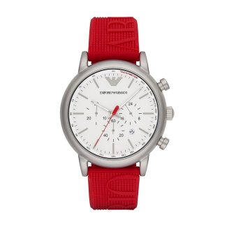 Emporio Armani Mens Red Rubber Strap Watch AR11021-0