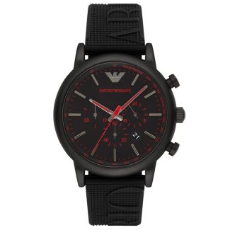 Emporio Armani Mens Black Rubber Strap Watch AR11024-0
