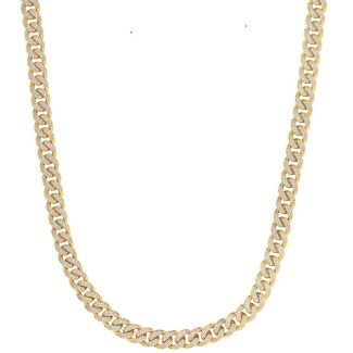 9ct Italian Gold 12mm Cuban Curb Chain & Bracelet With Cubic Zirconia Stones -0