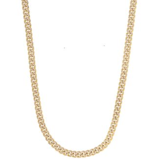 9ct Italian Gold 12mm Cuban Curb Chain & Bracelet With Cubic Zirconia Stones -12251