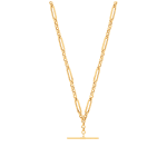 Premium 9 Carat Yellow Gold Figaro Belcher Albert T-bar necklace 9ct 5.8g-0