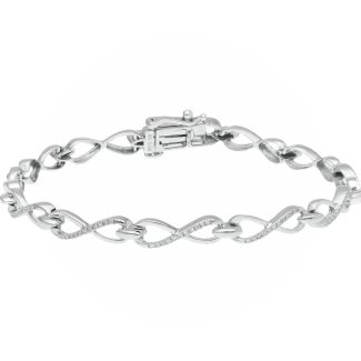 9ct Italian White Gold 0.25ct Diamond Infinity Link Bracelet - 7”-0