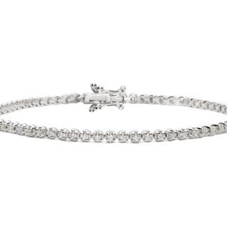 18ct Italian White Gold 1.00ct Diamond Tennis Bracelet G/H SI-12807