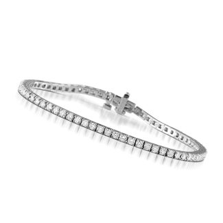 18ct Italian White Gold 3.00ct Princess Cut Diamond 2.5mm Ladies Bracelet-0