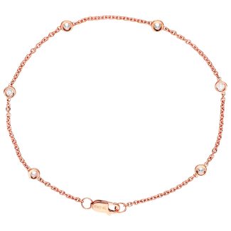 18ct Italian Rose Gold 1.4mm Elegant 0.20ct Diamond Rubover Ladies Bracelet 1.6g-0