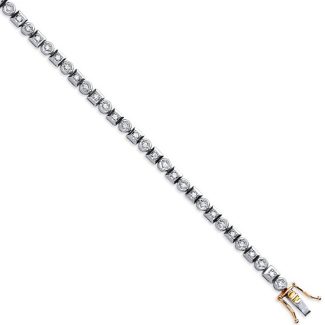 9ct Italian Yellow & White Gold Luxury 0.50ct Diamond By the Yard Rubover Bracelet H/SI-0