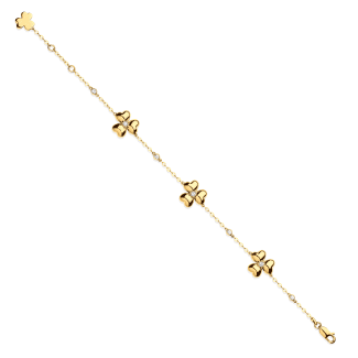 9ct Italian Yellow Gold Three Leaf Clover 0.31ct Diamond Bracelet G/VS-12763