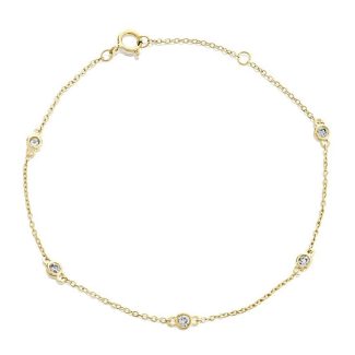 18ct Italian Solid Yellow Gold Diamond By The Yard 0.40ct Bracelet-0
