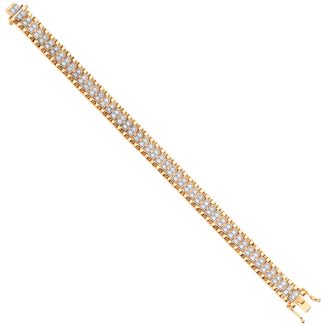 9ct Solid Yellow Gold Fancy Link 0.26ct Diamond Ladies Bracelet-0