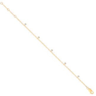 9ct Italian yellow Gold Rub-Over 0.10ct Diamond by the yard ladies bracelet-0