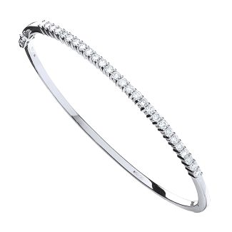 9ct Italian White Gold 1.10ct Certified Diamond Ladies 2.5mm Bangle H/SI-0