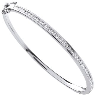 18ct Italian White Gold 1.00ct Certified 3.4mm Diamond Ladies Bangle-0