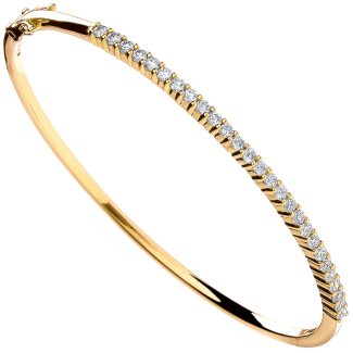 18ct Yellow Gold 1.10ct Certified Diamond Bangle 2.8mm-0