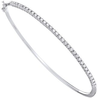 9ct Italian Solid White Gold 0.25ct Certified Diamond Luxury Ladies Bangle -0