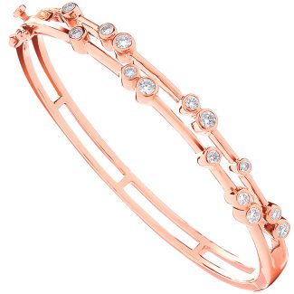 18ct Italian Made Rose Gold 1.00ct Certified Dress Diamond Bangle -0