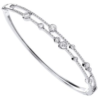 18ct Italian White Gold 1.00ct Certified 5mm Diamond Ladies Bangle-0