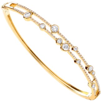 18ct Italian Yellow Gold 1.00ct Certified 7.6mm Dress Diamond Ladies Bangle-0