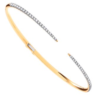 18ct Yellow Gold 0.50ct Hinged Ladies 3mm Cuff Certified Diamond Bangle-0