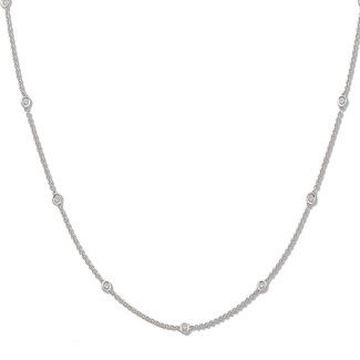 18ct White Gold 1.00ct Diamond By The Yard Necklace 36 inch-0