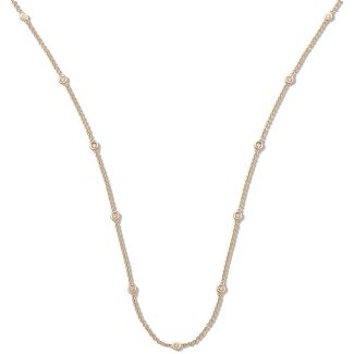 18ct Yellow Gold 0.50ct Diamond by the yard Necklace of 18 Inches-0