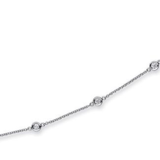 18ct White Gold 18 inch 1.00ct Diamond by the yard Necklace for Ladies-0