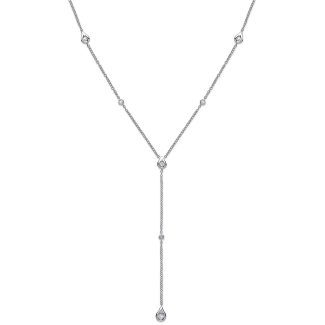 18ct White Gold 0.32ct Rose Cut Diamond Station Necklace 18 Inch-0