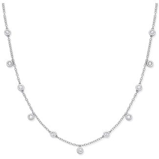 18ct White Gold 0.33ct Diamond Set Ladies 18" Necklace-0