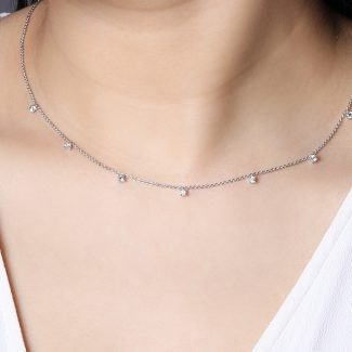 18ct White Gold 0.33ct Diamond Set Ladies 18" Necklace-20827