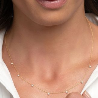 18ct Yellow Gold 0.50ctw Diamond Set 18 Inch Necklace for Women-20826