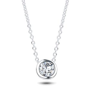 18 carat White Gold 18 inch 0.25ct G-SI Diamond Pendent Rub-over Ladies Necklace-0