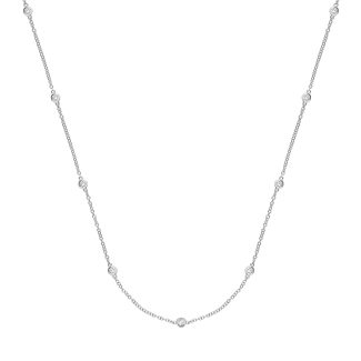 9ct White Gold 0.50ct Diamond by the yard Necklace 18 inch-0