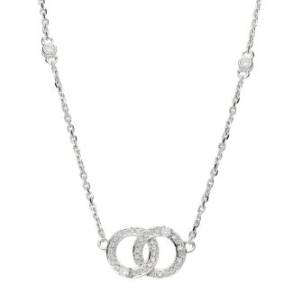 9ct White Gold 18 Inch 0.34ct Diamond Interlocking Circle Necklace -0