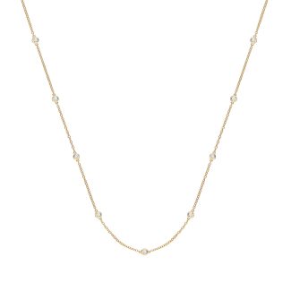 9ct Yellow Gold 0.50ct Rub over Diamond Chain Necklace for Ladies-0