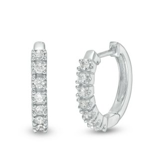 9ct White Gold 0.25ct Diamond Ladies Huggie Earrings-0