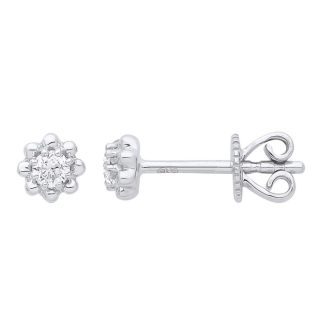 9ct White Gold Ladies 0.13ct Diamond Star Studded Ladies Earrings -0