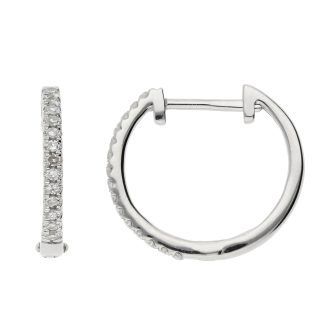 9ct White Gold 0.52 Diamond Ladies Hoop Earrings -0