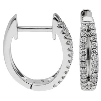 9ct White Gold Ladies Huggies 0.51ct Diamond Hoop Earrings -0