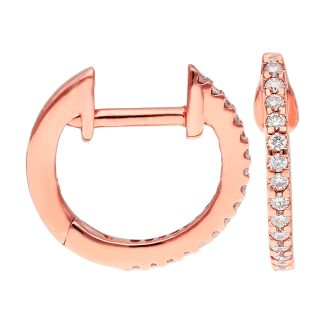 9ct Rose Gold with 0.10ct Diamond Hoop Earrings 14mm-0