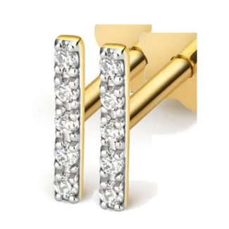 9ct Yellow Gold 0.07ct Diamond Bar Stud Earrings -0