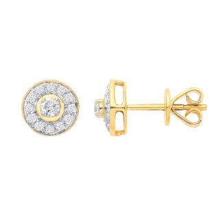 18ct Yellow Gold Halo 0.24ctw Diamond Ladies Studs 6mm-0