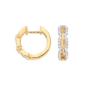 9ct Yellow Gold 0.25ct Curb Huggies Luxurious Diamond Ladies Earring-0