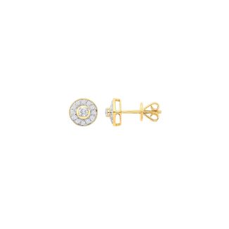 18ct Yellow Gold Halo 0.24ctw Diamond Ladies Studs 6mm-13818
