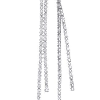 18ct Italian White Gold Double Row 0.50ctw Diamond Drop Earrings-0