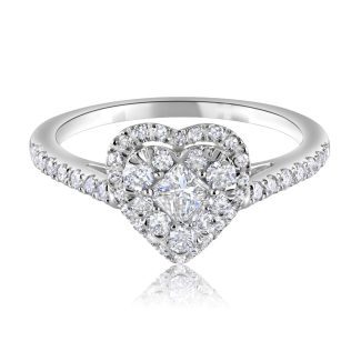 18ct White Gold Heart Shaped 0.50ctw Diamond Dress Ring-14927